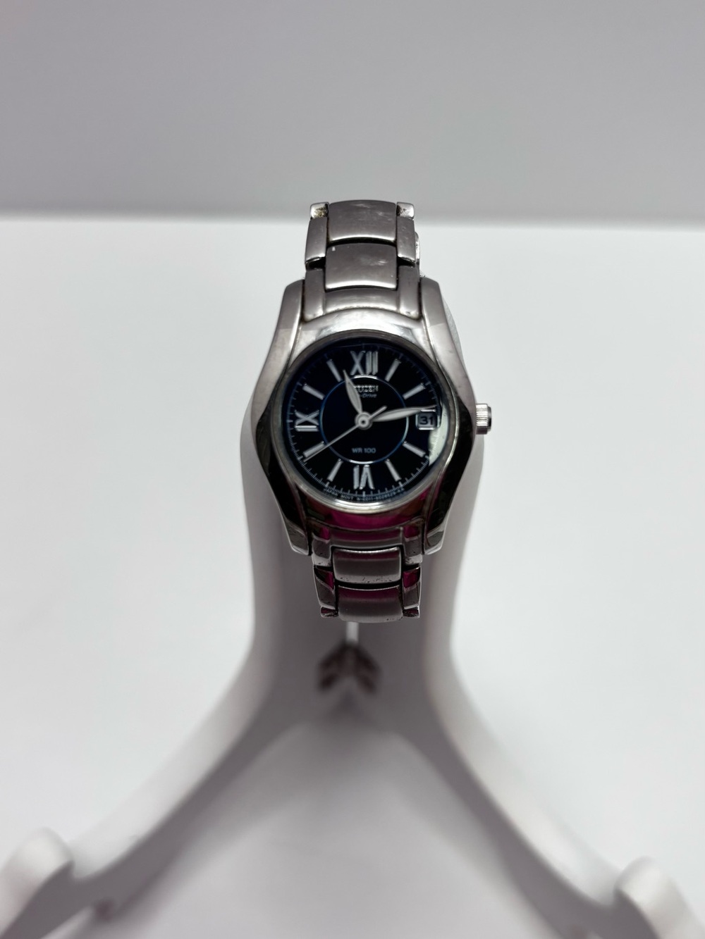 Citizen Eco-Drive Women's Stainless Steel WR100 Black Dial Date Watch + 2 Links